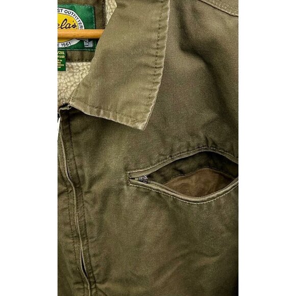Cabelas Jacket Men 2XLarge Brown Sherpa Lined Cotton Collar Full Zip Heavy Work - Picture 3 of 13